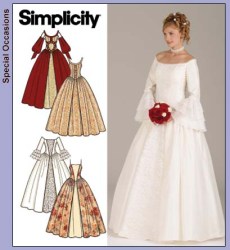 4731 SIMPLICITY RENNAISANCE DROP WAIST FLARE FLOOR BRIDE GOWN, OVERSKIRT PATTERN 4-8  UNCUT